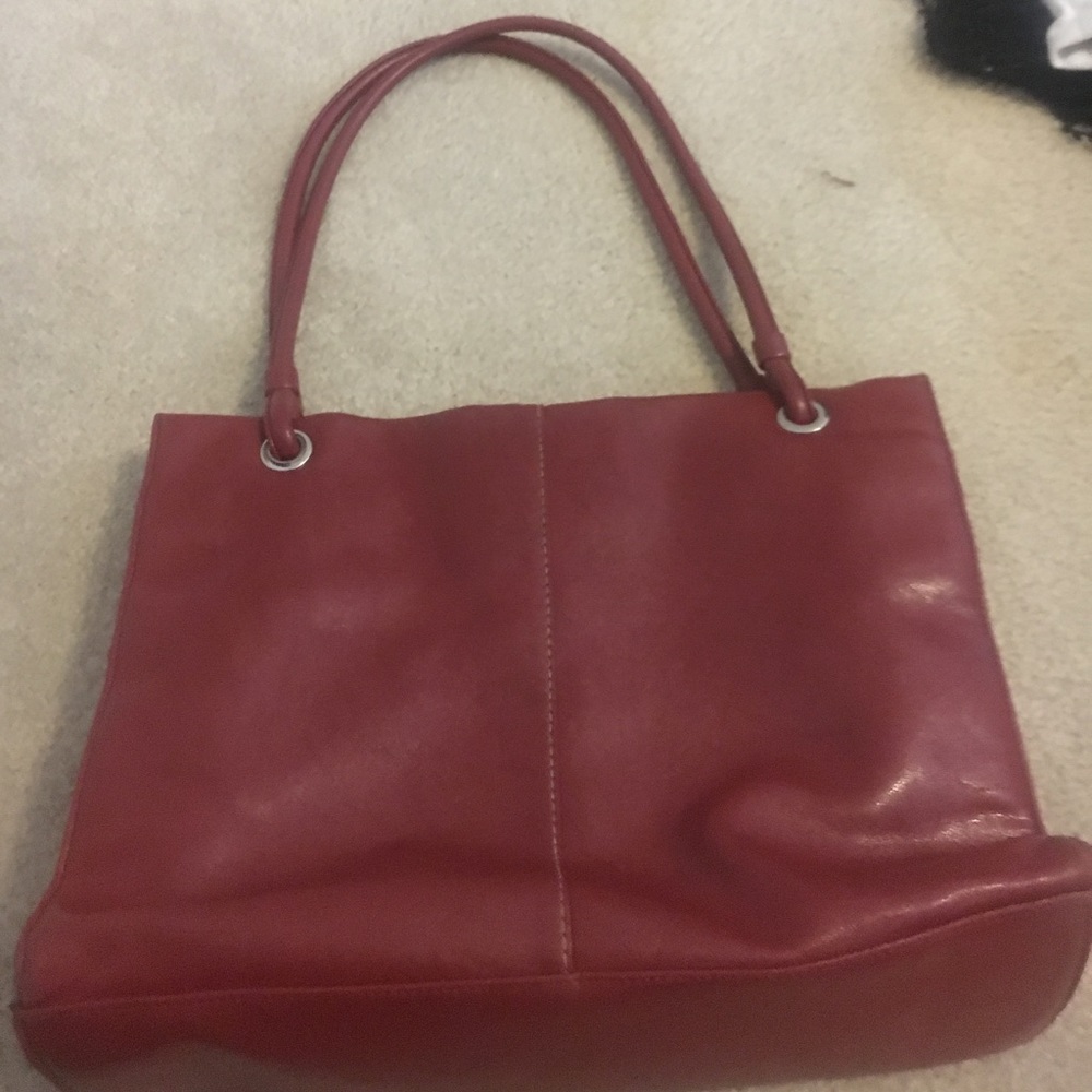 Red leather business bag