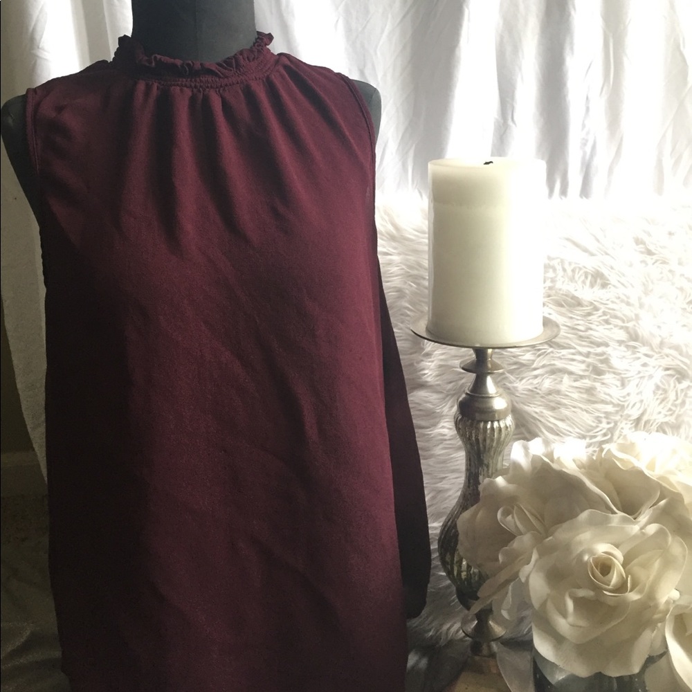 High neck burgundy tank
