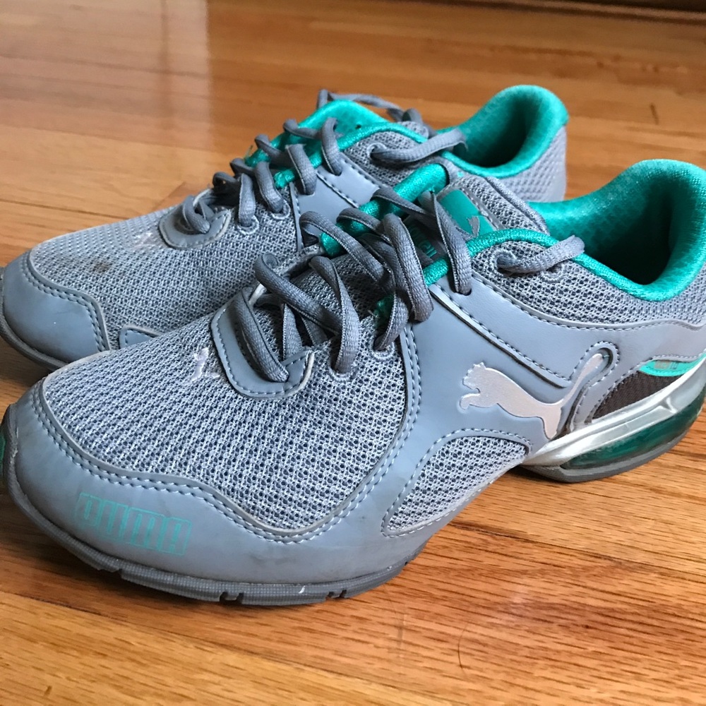 Teal and Gray Puma Sneakers