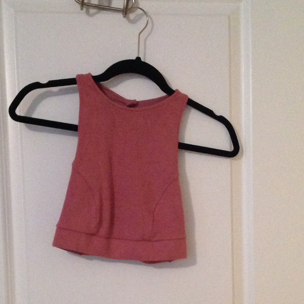 Pink open back crop top