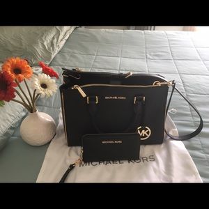 Authentic MK MD Satchel Specchio Sutton No WALLET