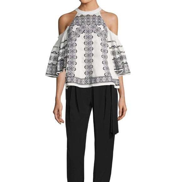 parker cold shoulder ruffle blouse