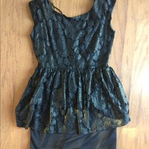 Black & Gold peplum dress