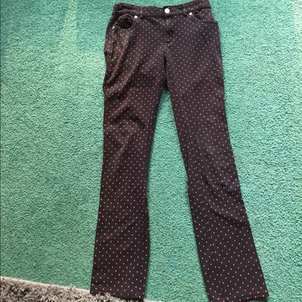 Faded Glory Black and pink polkadot pants