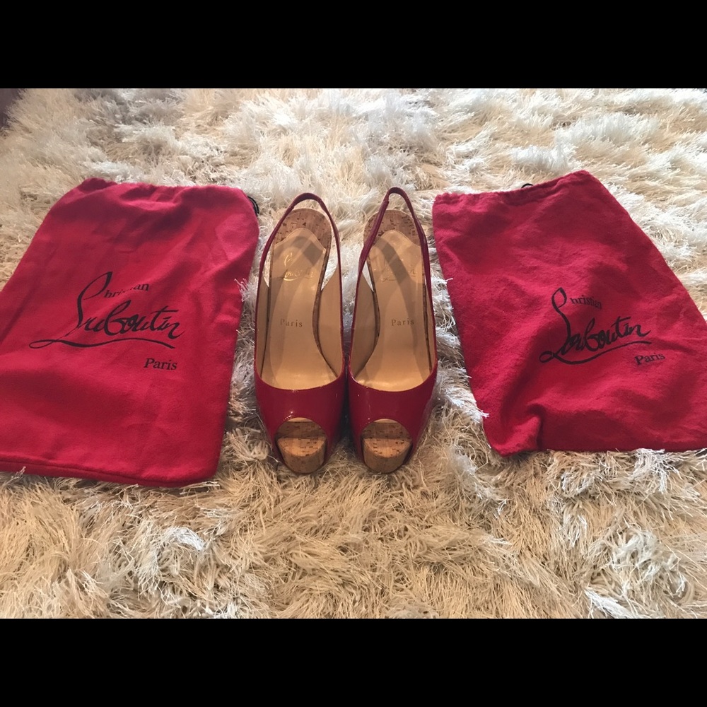 Red Christian Louboutin Cork Slingback