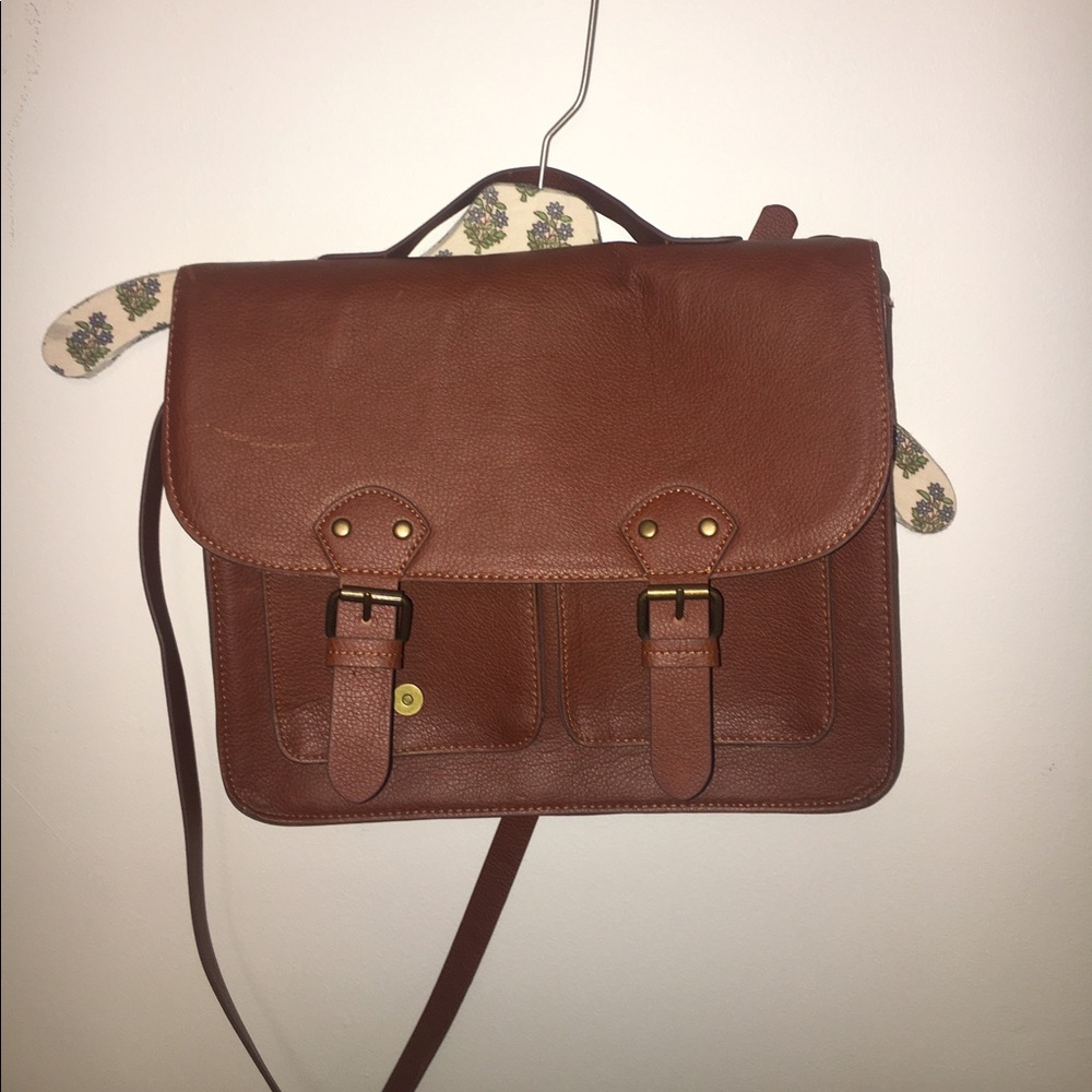 Faux-leather cross-body messenger bag
