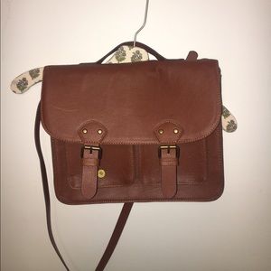 Faux-leather cross-body messenger bag