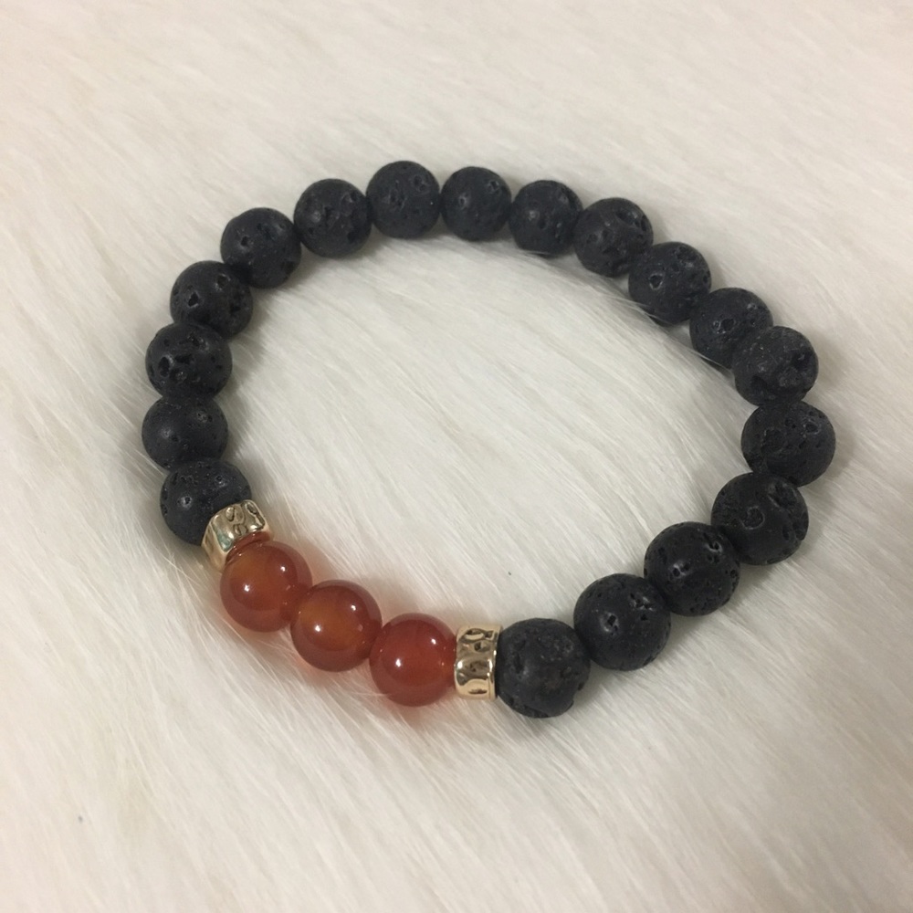Handmade Carnelian lava bracelet - Picture 1 of 2