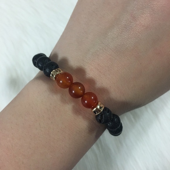 Handmade Carnelian lava bracelet - Picture 2 of 2