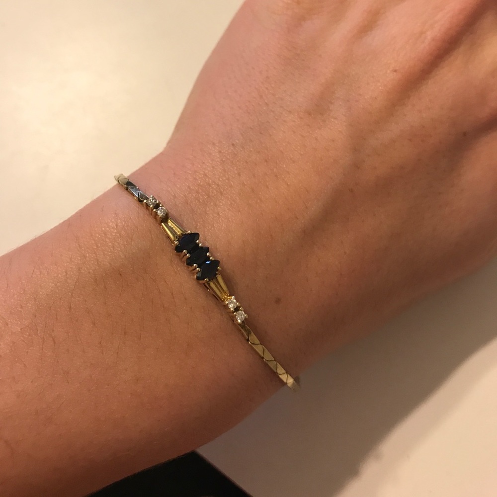 🏝Vintage 14K YG Diamond and Sapphire Bracelet