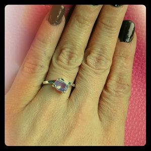Sterling silver with pink gem