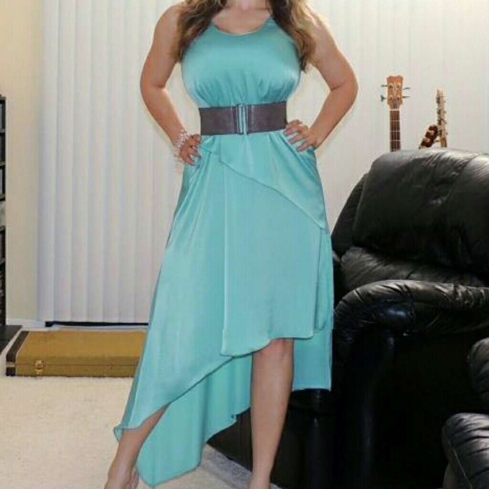 BCBG Draped Assymetrical Satin Dress