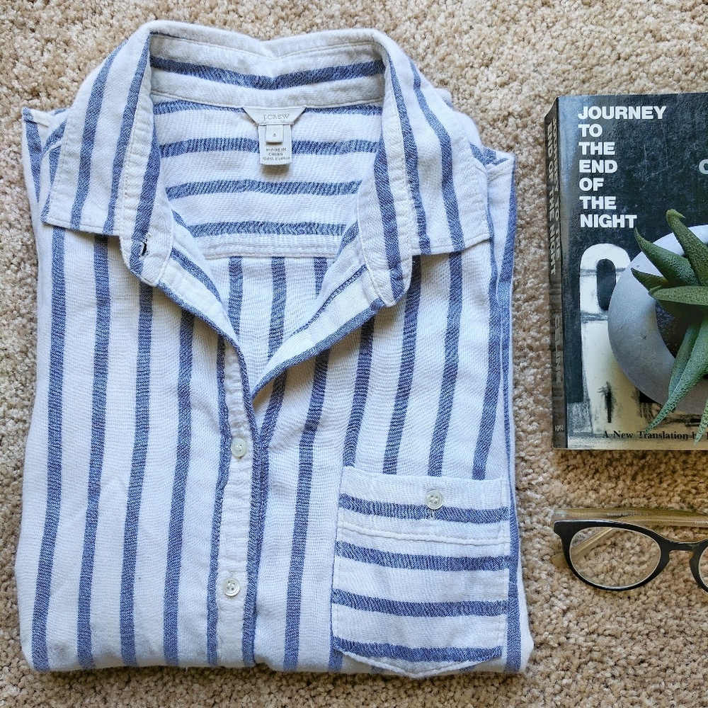 J. CREW Striped Flannel Button Down - size 4