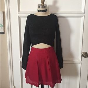 Red High waist skirt