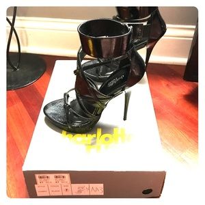 New with box black stiletto sandals