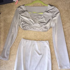 Two piece long high waisted pencil skirt and top