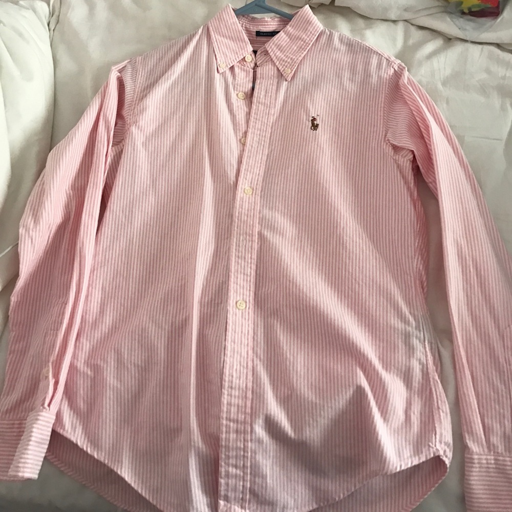Ralph Lauren Chambray Button Down Pink Stripe