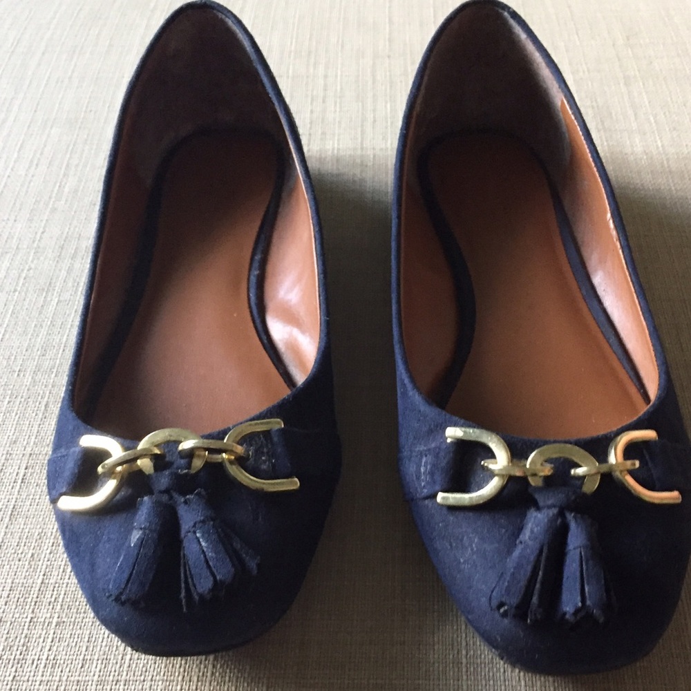 Navy suede flats