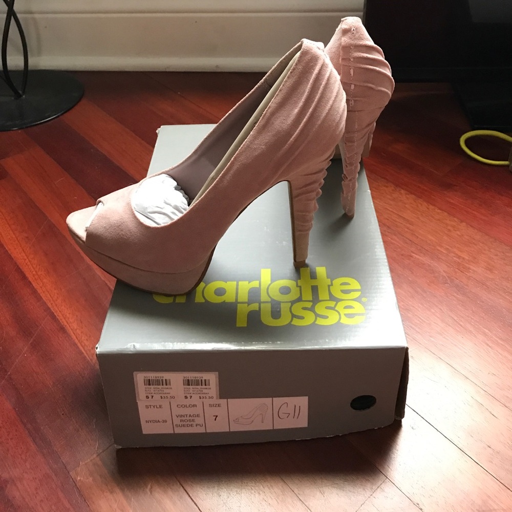 Brand new blush peep toe heels