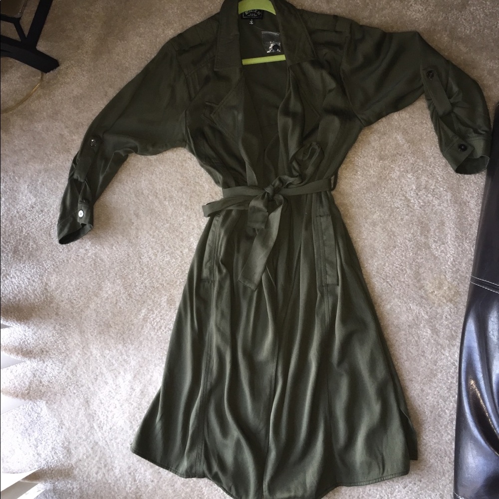 Olive green trench coat