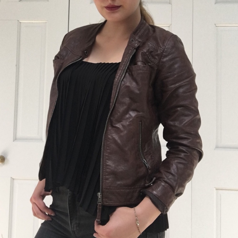 Brown red leather jacket vintage