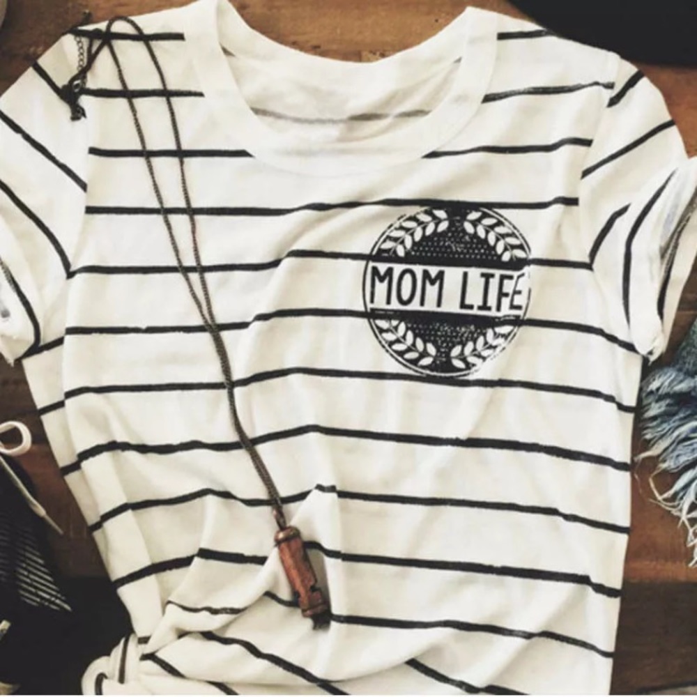 Mom Life Striped T