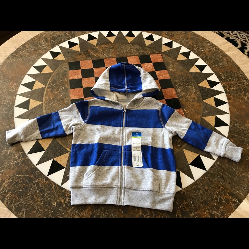 Okie Dokie 2T Fleece jacket in light grey and blue