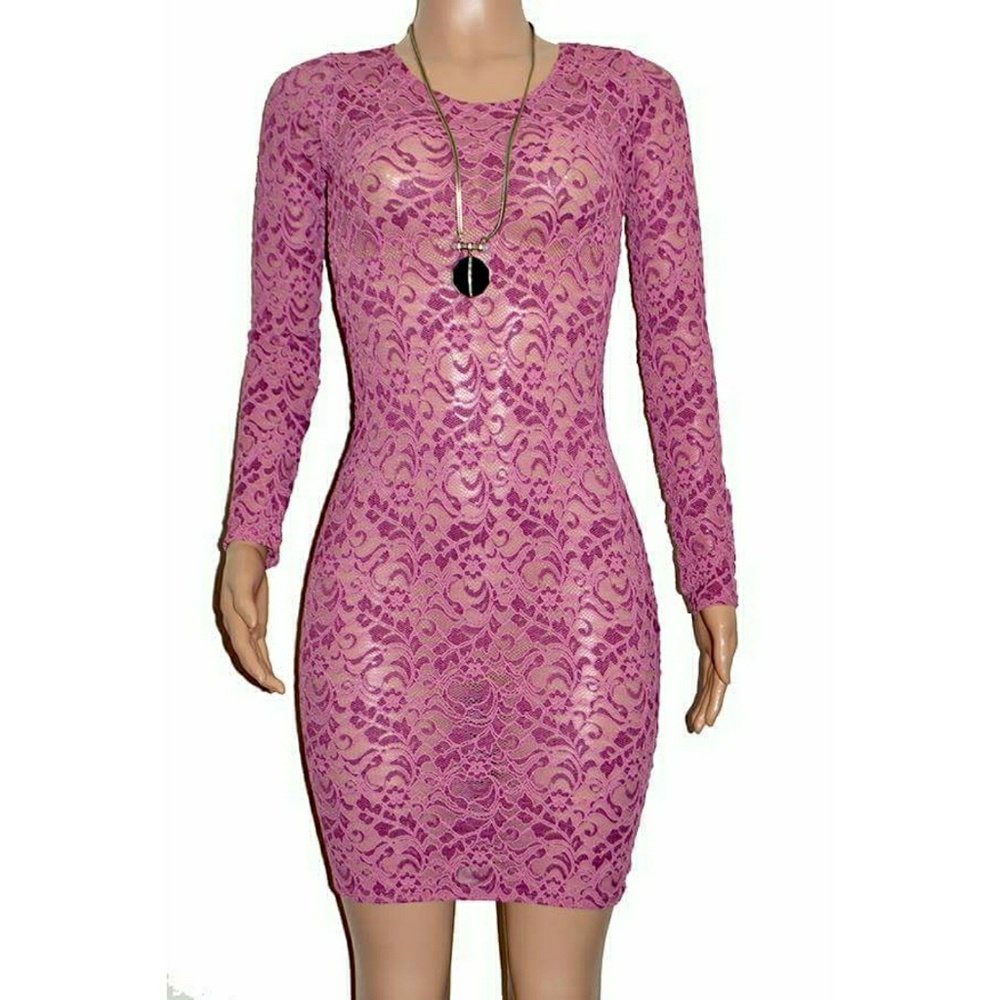 Sherbert Pink and Magenta Lace Dress