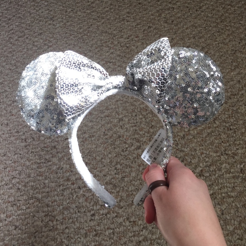 Silver sparkle Disney ears