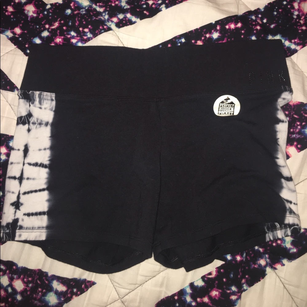 Black and tie dye PINK yoga shorts