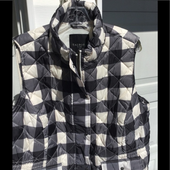 NWT Talbots Cute Black & Cream Buffalo Plaid Vest - Picture 2 of 3