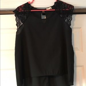 One Clothing   Rayon top with lace cap sleeves