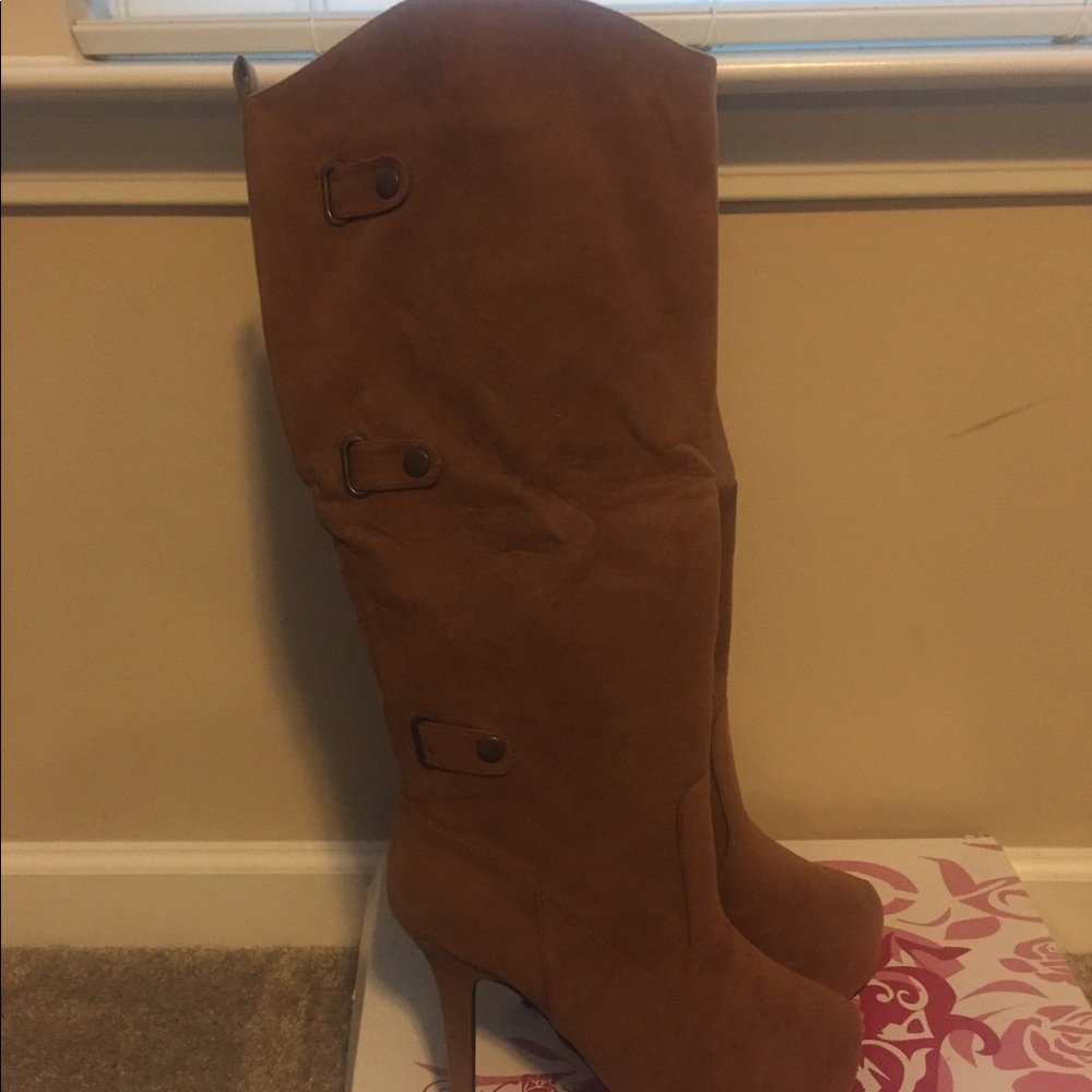 Wild Rose Velvet Knee High Boots