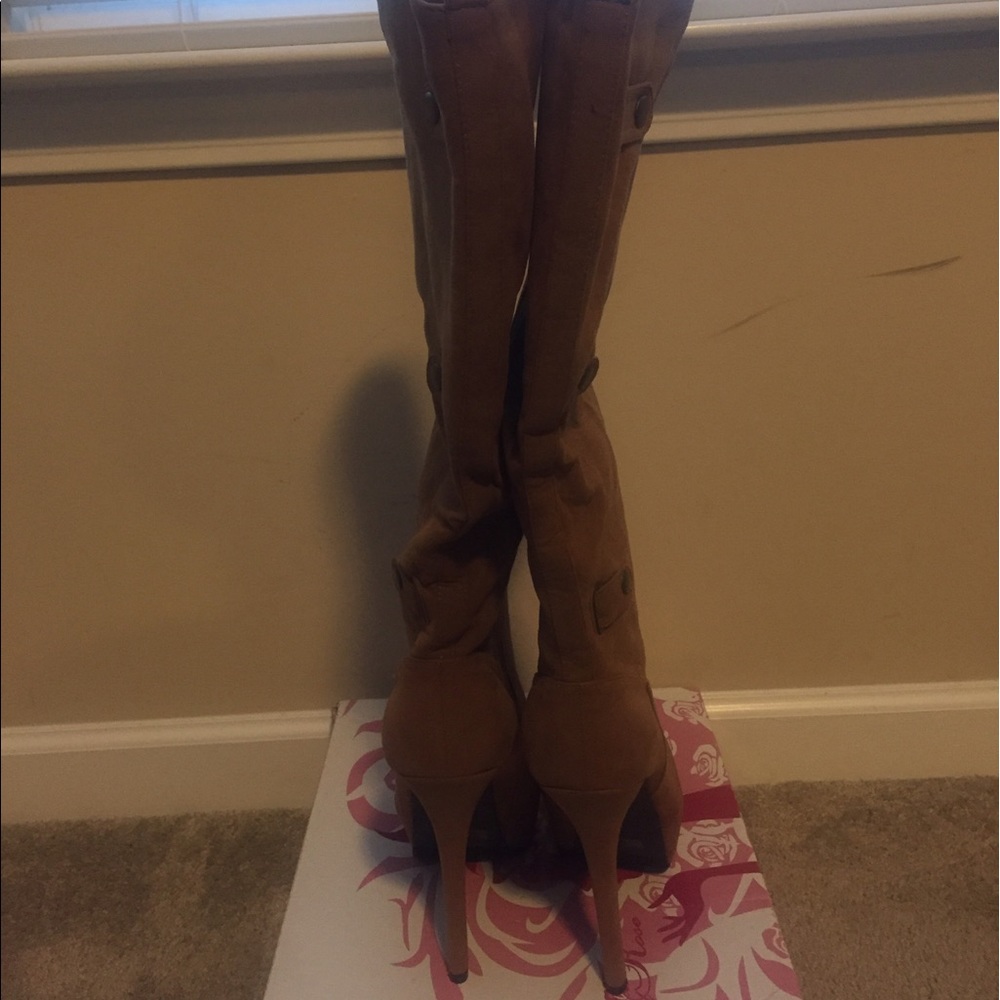 Wild Rose Velvet Knee High Boots - Picture 2 of 7