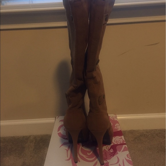 Wild Rose Velvet Knee High Boots - Picture 2 of 7