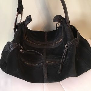 Lucky Brand black suede hobo bag