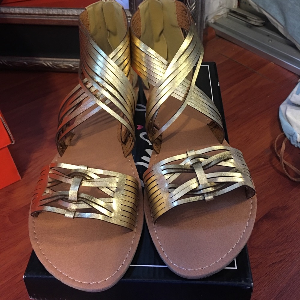 Gold strappy sandals