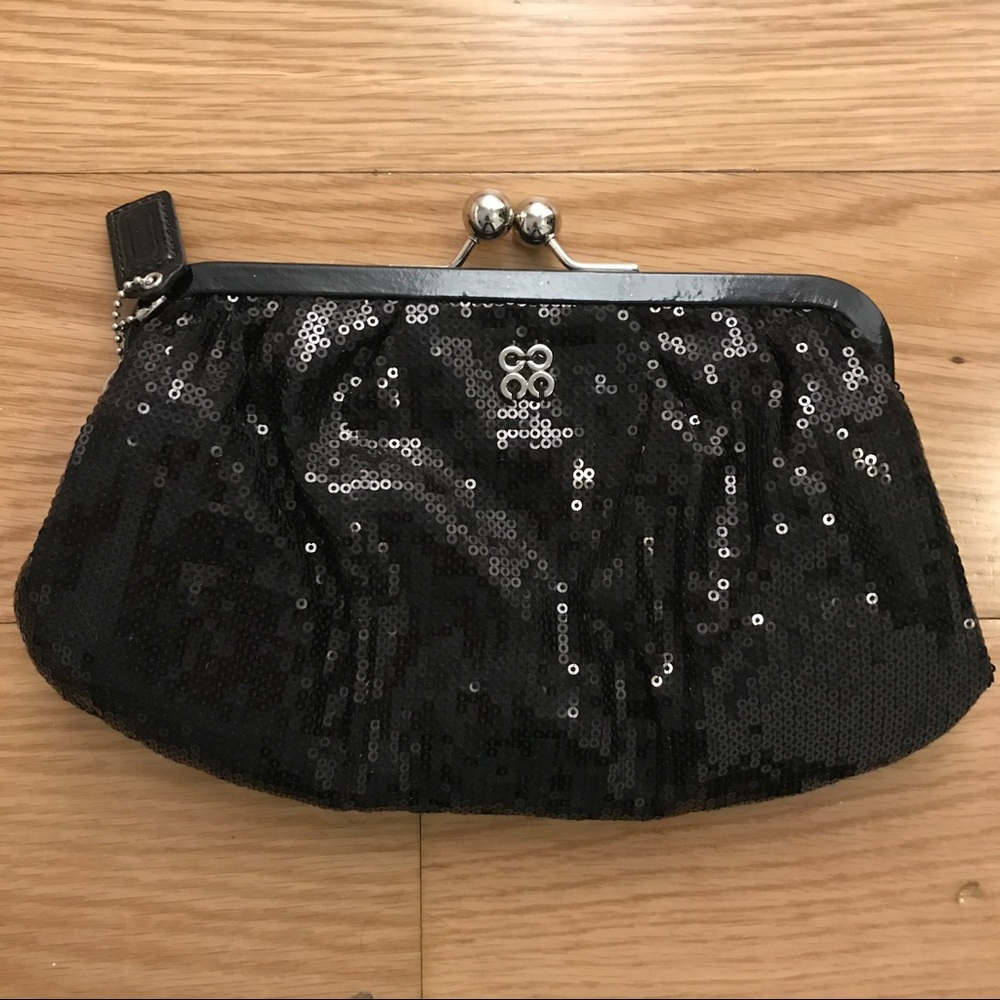 Black Sequin Coach Clutch