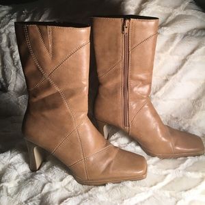 Tan faux leather boots