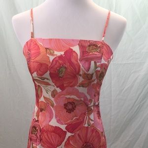 Ann Taylor 100% Silk Dress Coral Floral