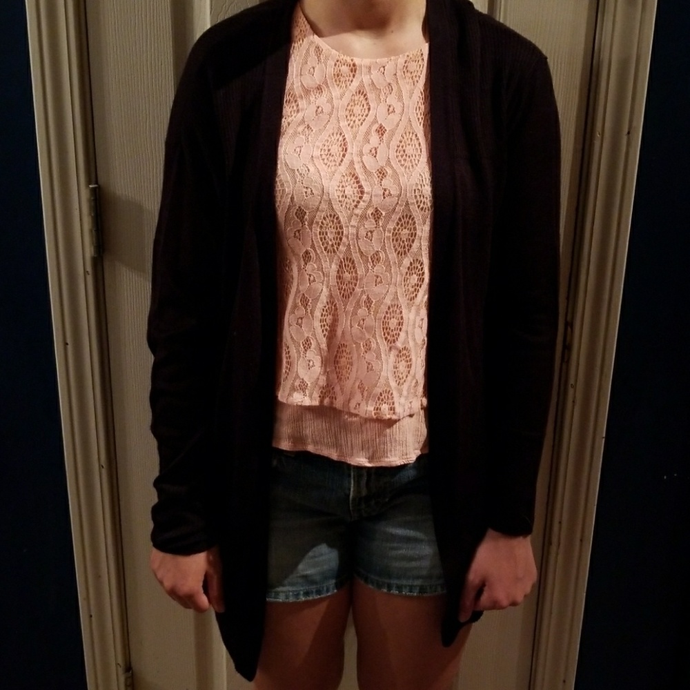 Long Sleeve Sheer Black Cardigan