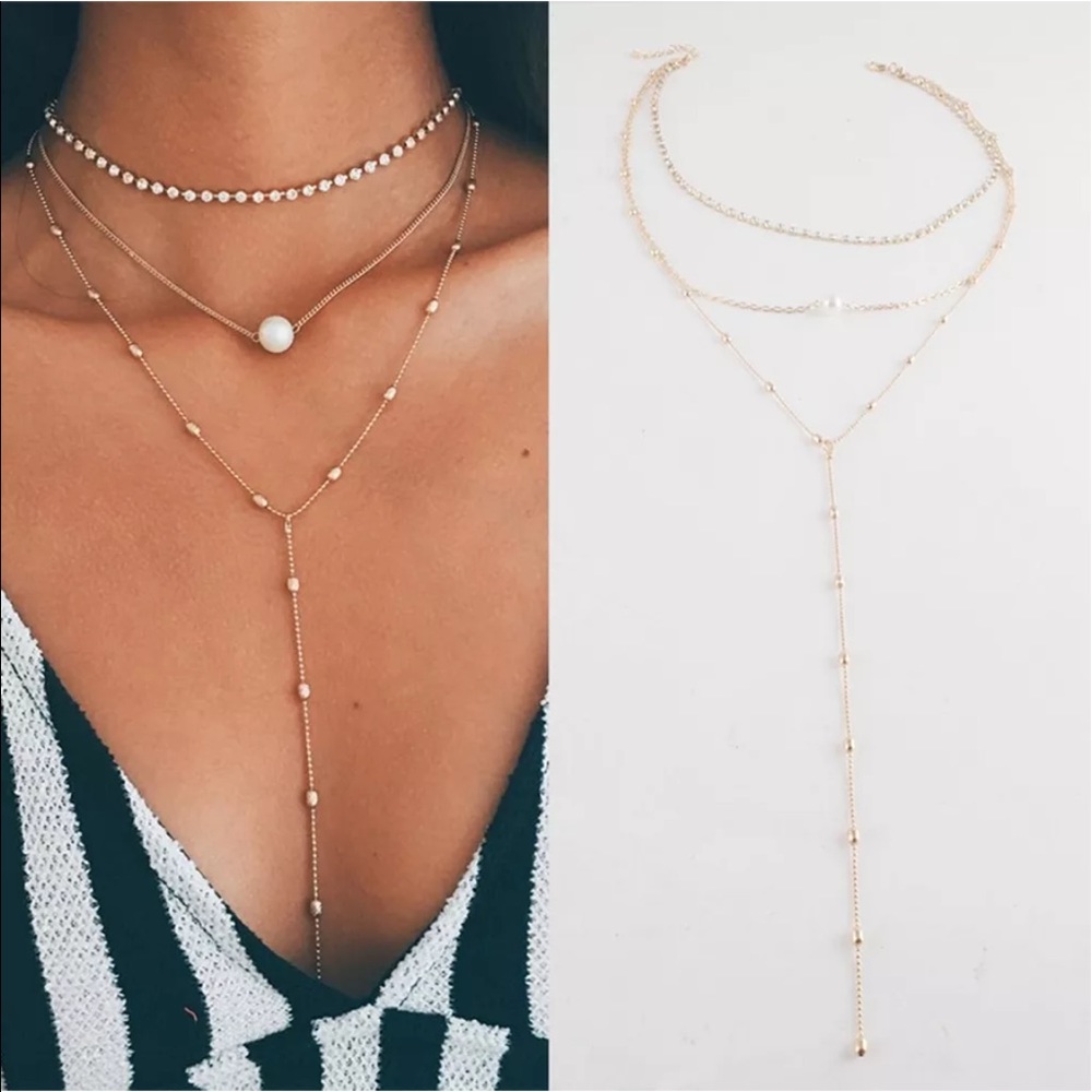 New✨ Rhinestone Choker Layered Necklace  😍✨ - Picture 2 of 6