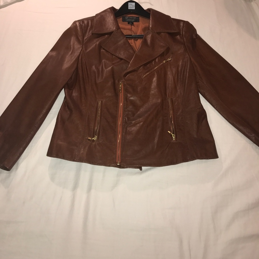 Reddish brownish leather coat from ST John
