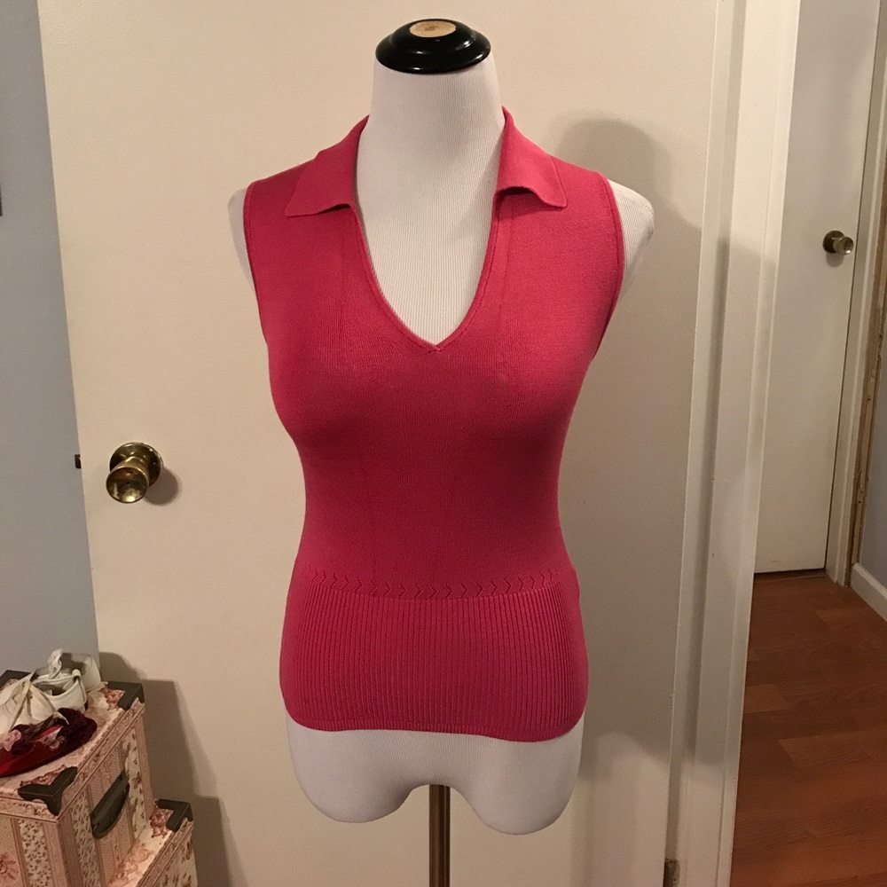 Olo  hot pink  sleeveless sweater.