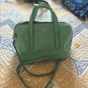 Fossil leather mint green bag