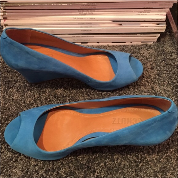 Schultz Shoes Blue Suede Wedge Schultz Brand Shoes