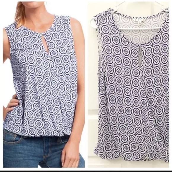 CAbi Tops - Cabi Keyhole Faux Wrap Sleeveless Top Medallion