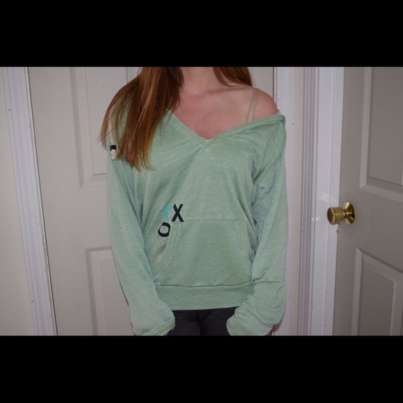 Green Roxy Pullover Hoodie - Picture 1 of 4