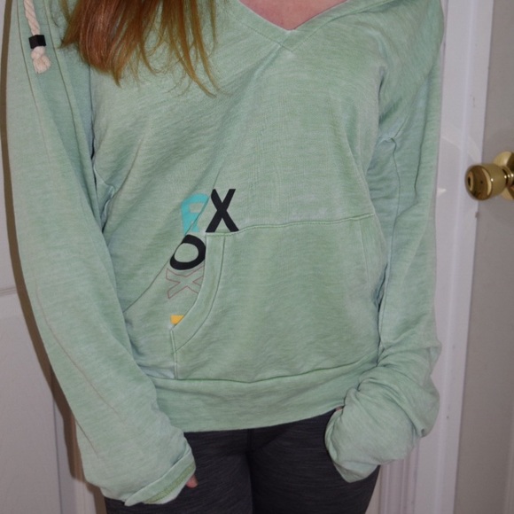 Green Roxy Pullover Hoodie - Picture 2 of 4