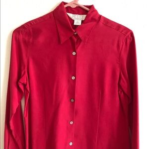 Petite Sophisticate red button down shirt